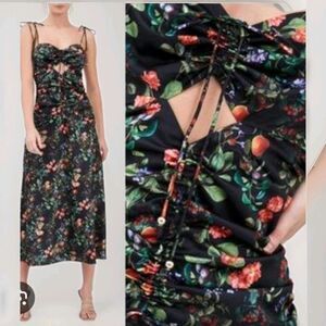 Finders Keepers Midi Dress Open Floral Strappy Back Keyhole Size 10 M